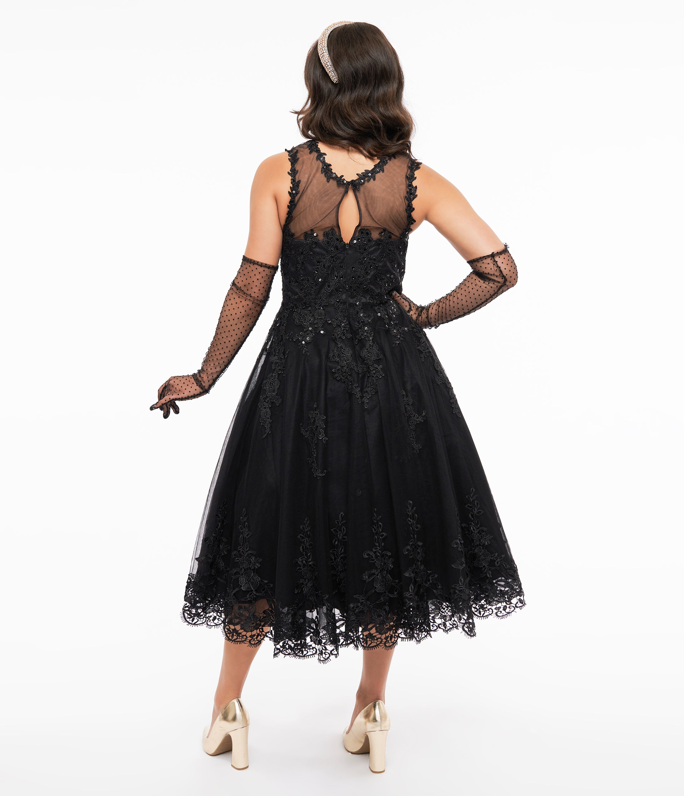 Unique Vintage 1950s Black Lace & Tulle Riviera Dress(XS/2)