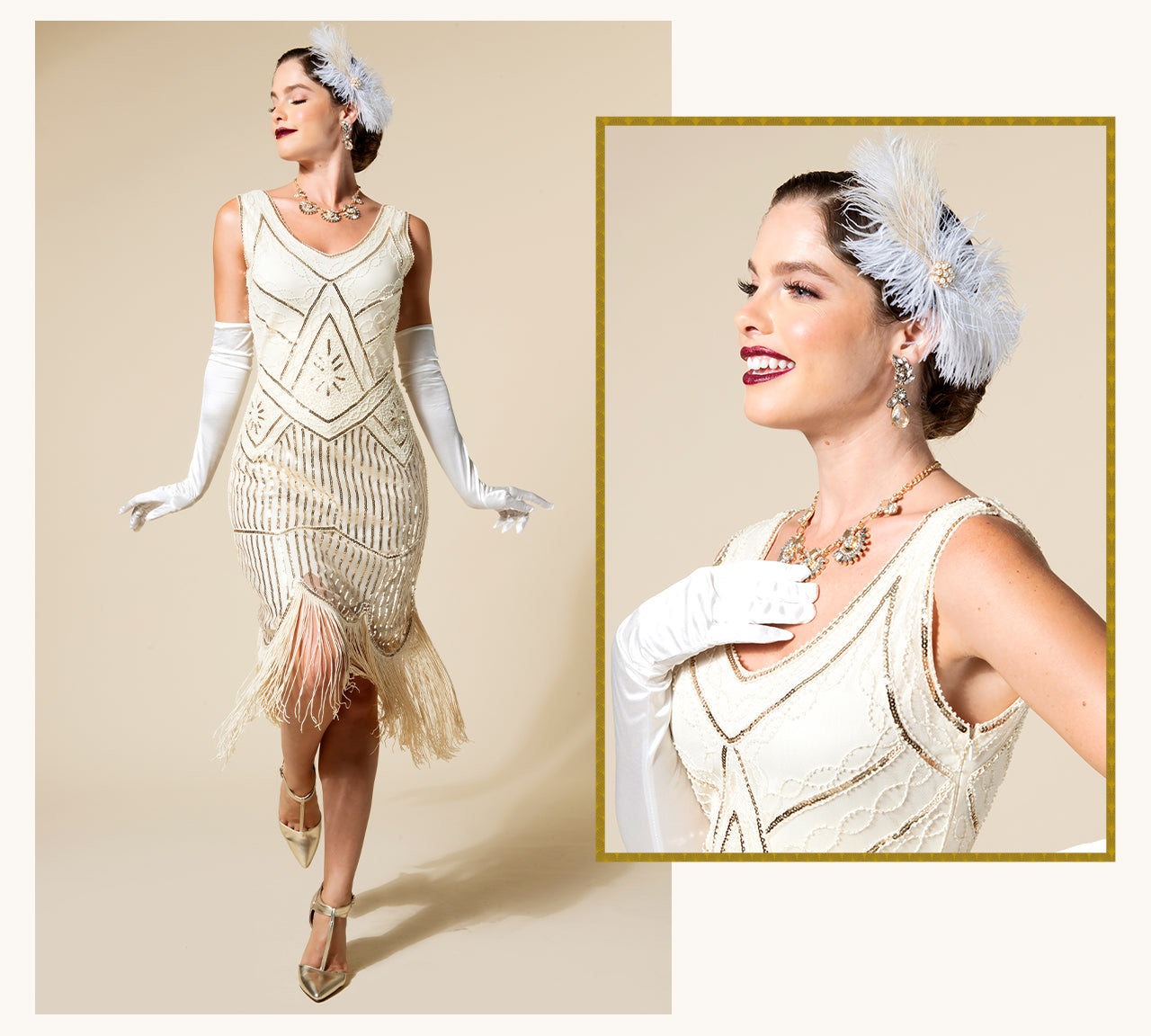 white flapper wedding dress