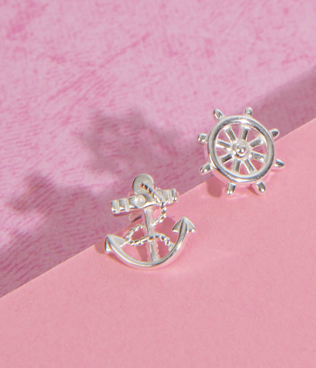 

Anchor & Wheel Nautical Stud Earrings