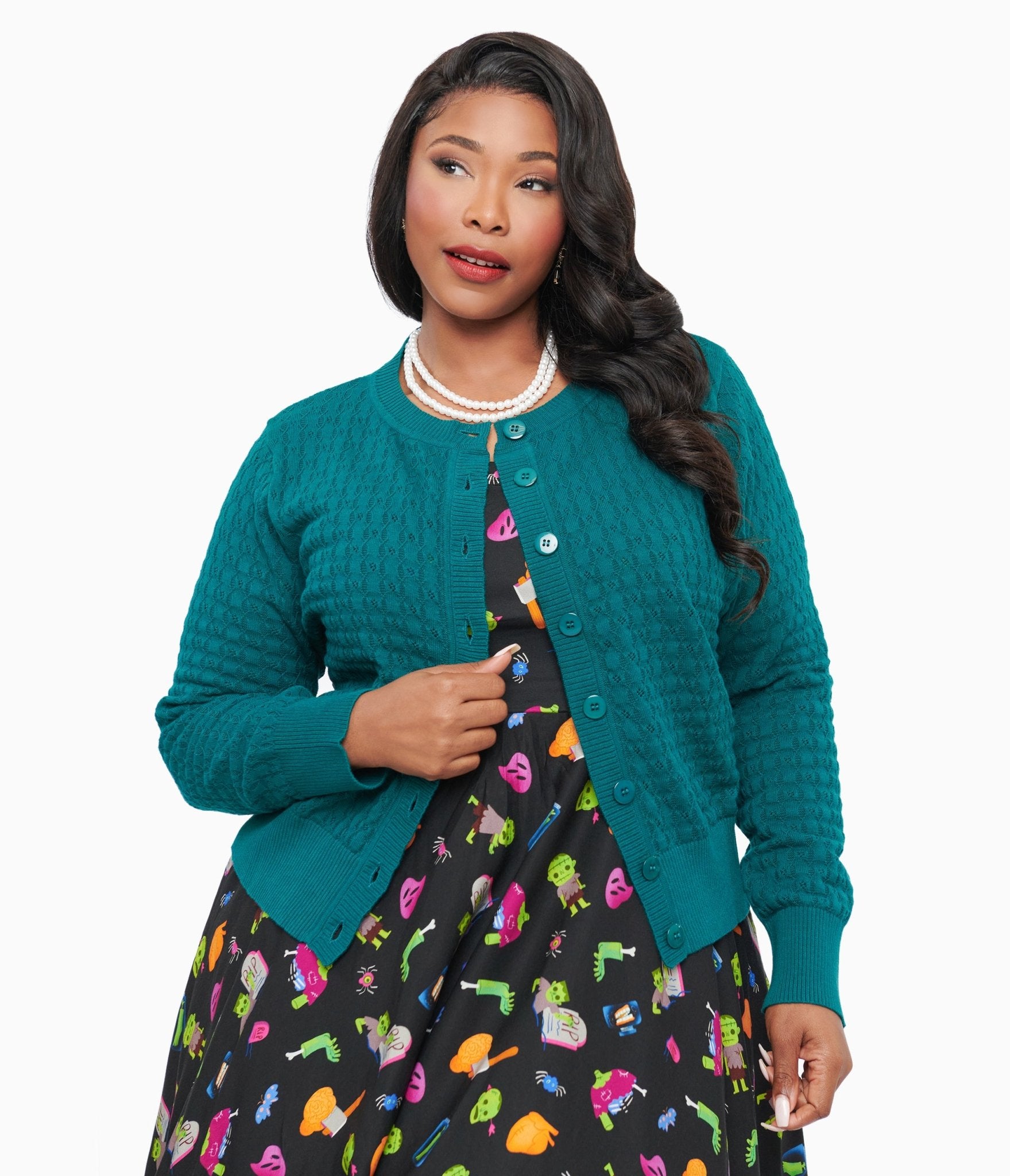 

Banned Plus Size 1950S Green Katie Cardigan