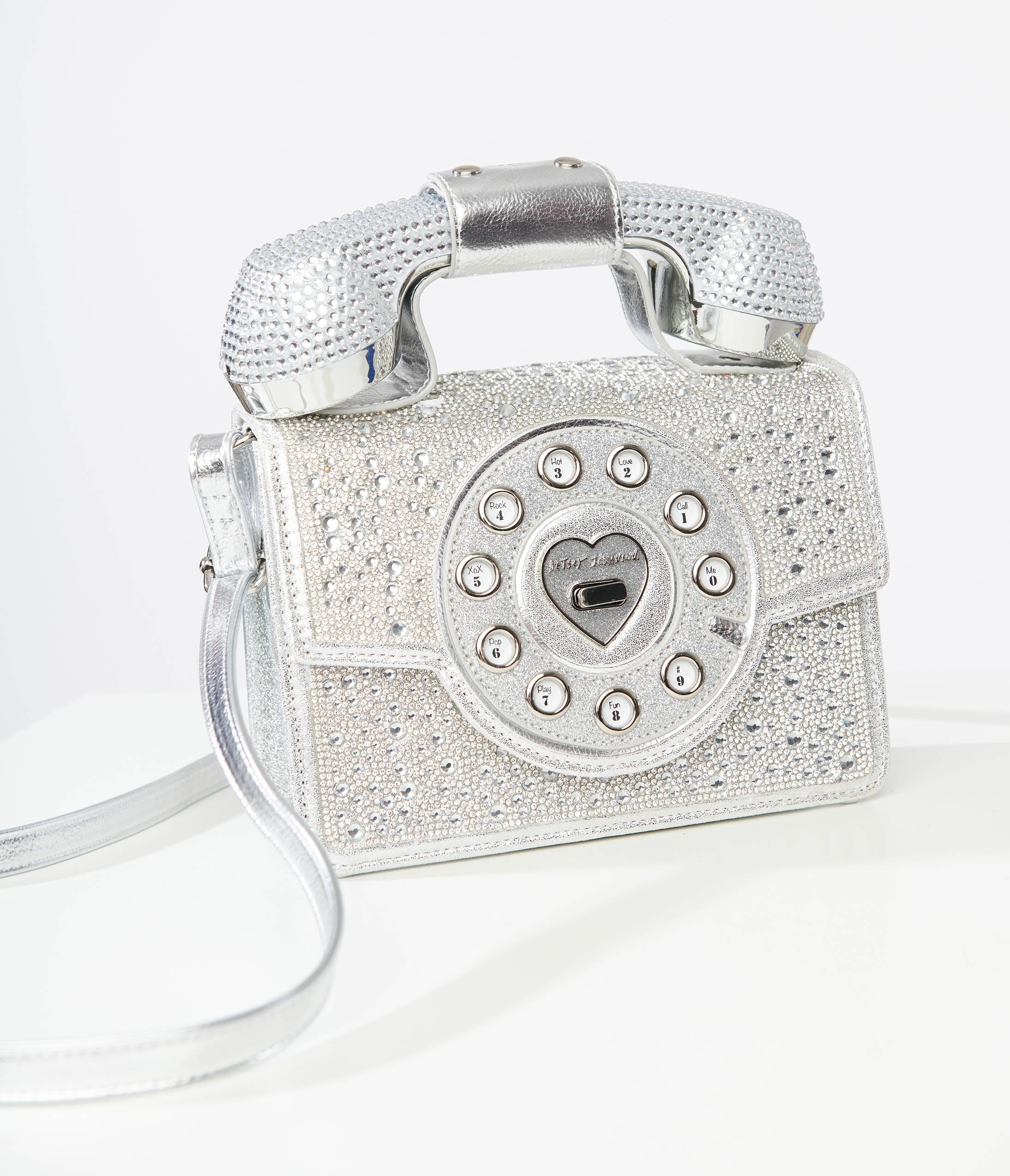 

Betsey Johnson Silver Rhinestone Phone Handbag