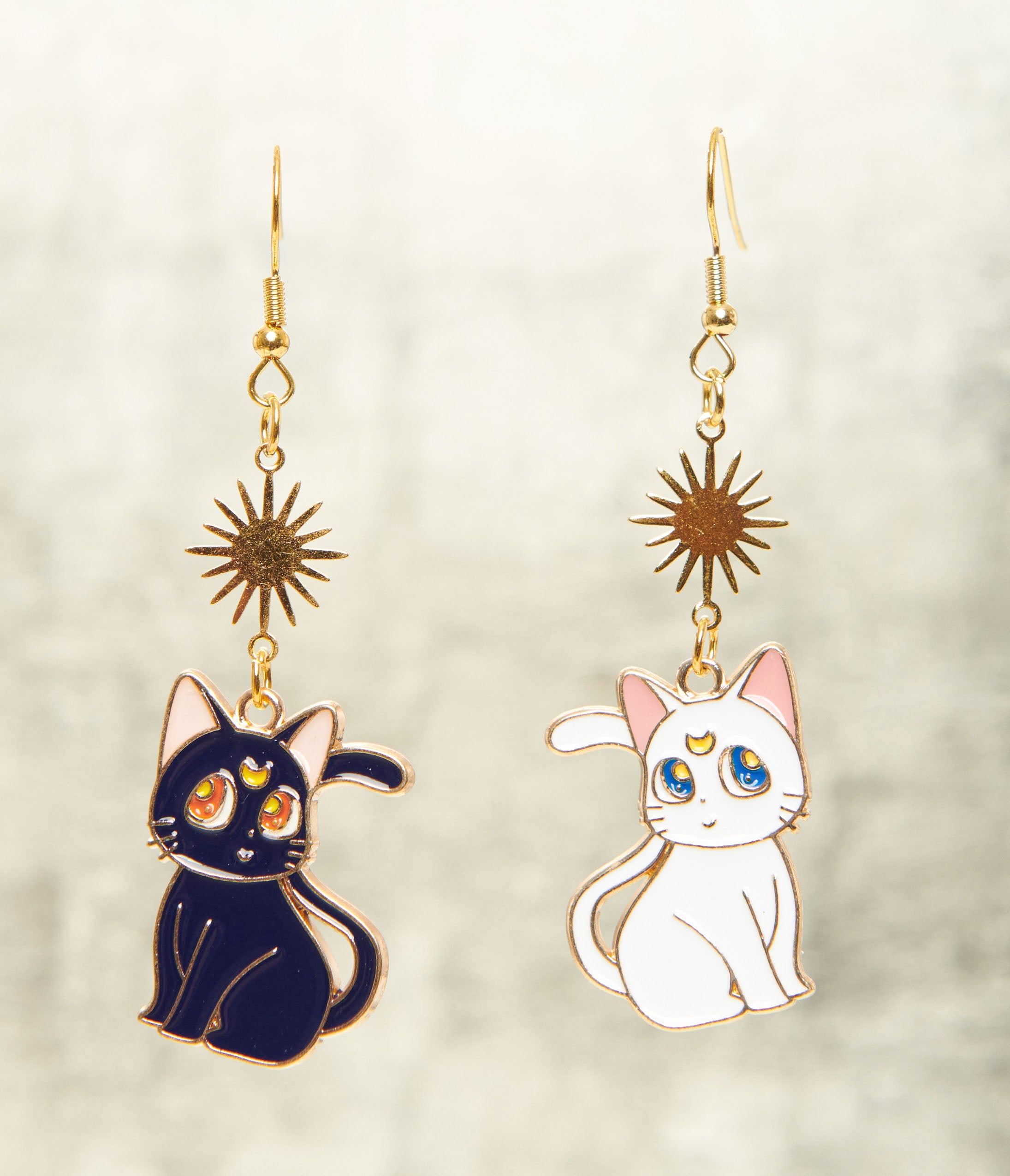 

Black & White Moon Cat Earrings