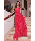 Sophisticated Strapless Chiffon Floor Length Sweetheart Pleated Prom Dress With Ruffles