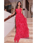 Sophisticated Strapless Pleated Floor Length Sweetheart Chiffon Prom Dress With Ruffles