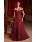 Sophisticated Corset Waistline Lace-Up Wrap Fitted Off the Shoulder Prom Dress