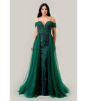 Sophisticated Corset Waistline Lace-Up Fitted Wrap Off the Shoulder Prom Dress