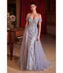 Sophisticated Lace-Up Fitted Wrap Off the Shoulder Corset Waistline Prom Dress