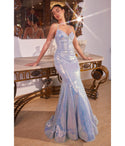 V-neck Fitted Lace-Up Sequined Corset Waistline Mermaid Prom Dress by Cinderella Divine Moto