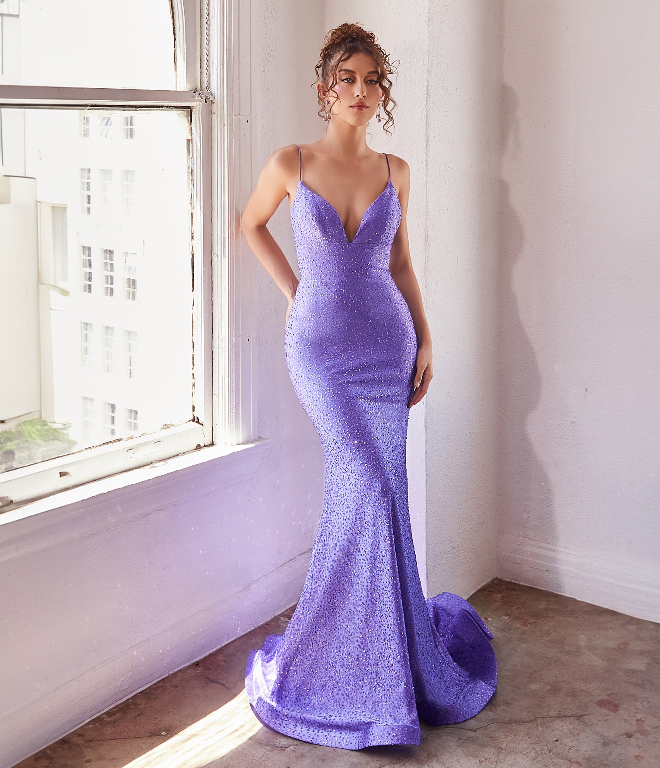 

Cinderella Divine Lilac Sparkle Mermaid Prom Dress