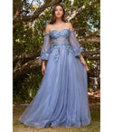 Strapless Sweetheart Off the Shoulder Applique Floral Print Prom Dress