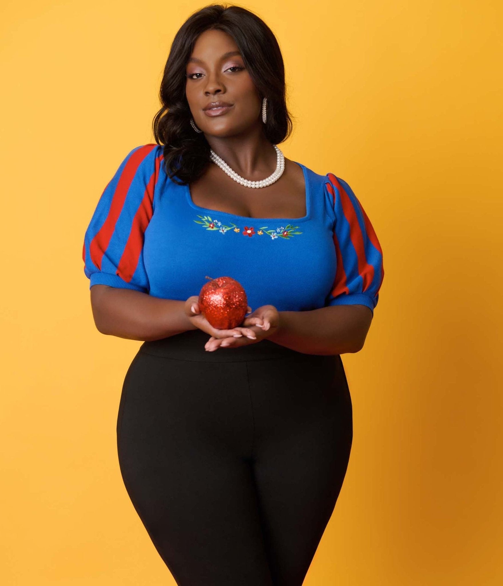 Disney's Snow White Collection by Unique Vintage Plus Size Royal Blue & Red Short Sleeve Sweater(2X/3X)
