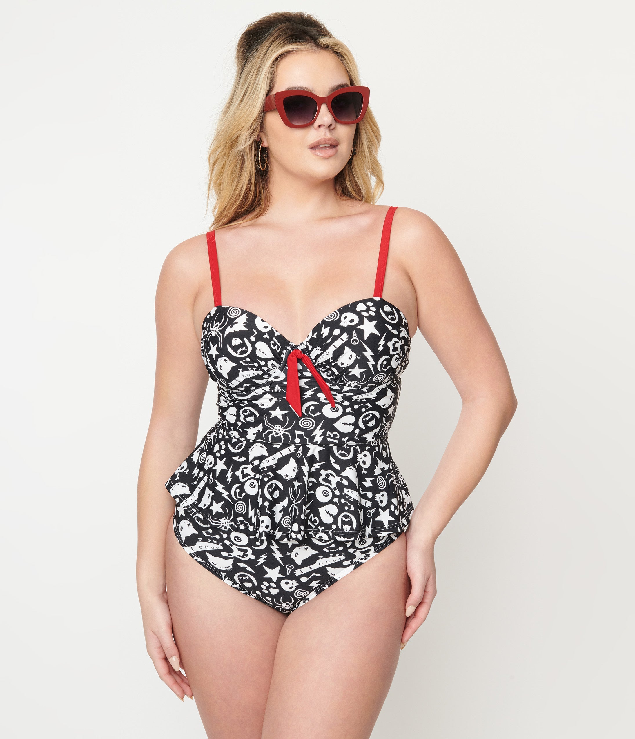 

Emily The Strange X Unique Vintage Black & White Tankini Swim Top