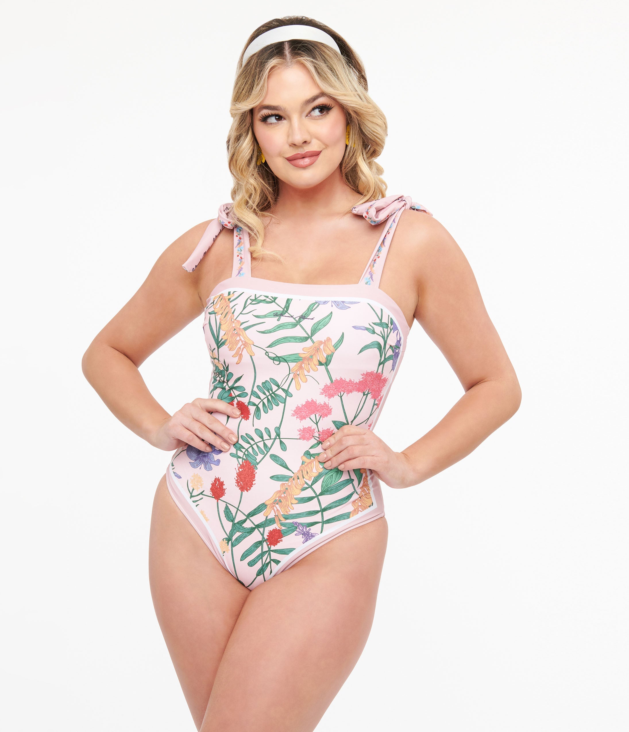 

French Reversible Flower Print One Piece Swimsuit