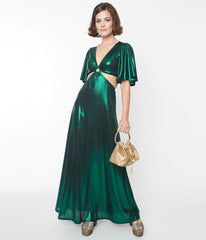 Smak Parlour Metallic Emerald Green Knit Maxi Dress