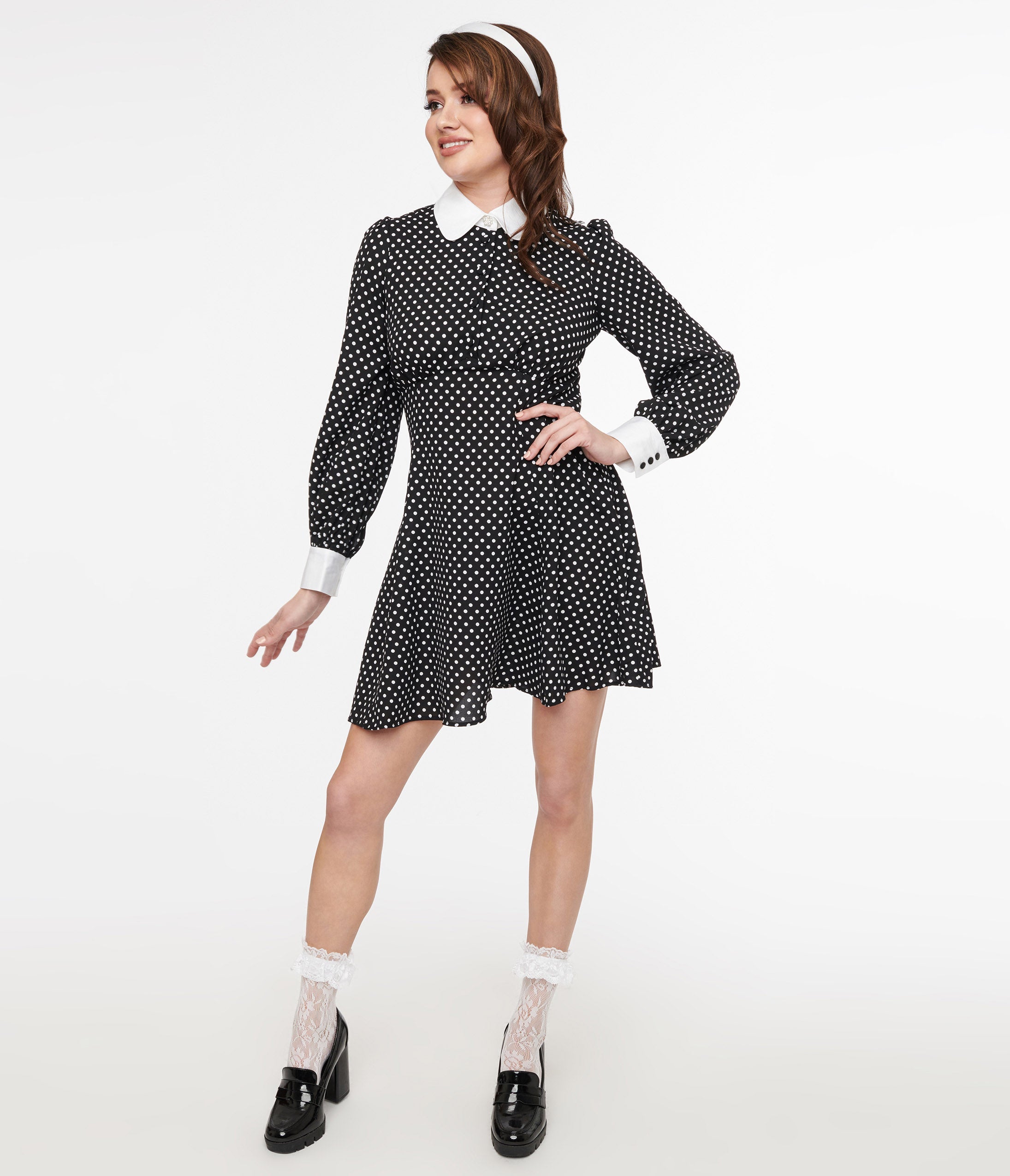 

Hell Bunny 1960S Black & White Polka Dot Naomi Mini Dress