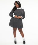 Hell Bunny Plus 1960s Black & Polka Dot Naomi Mini Dress