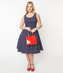 Swing-Skirt Vintage Cotton Polka Dots Print Dress