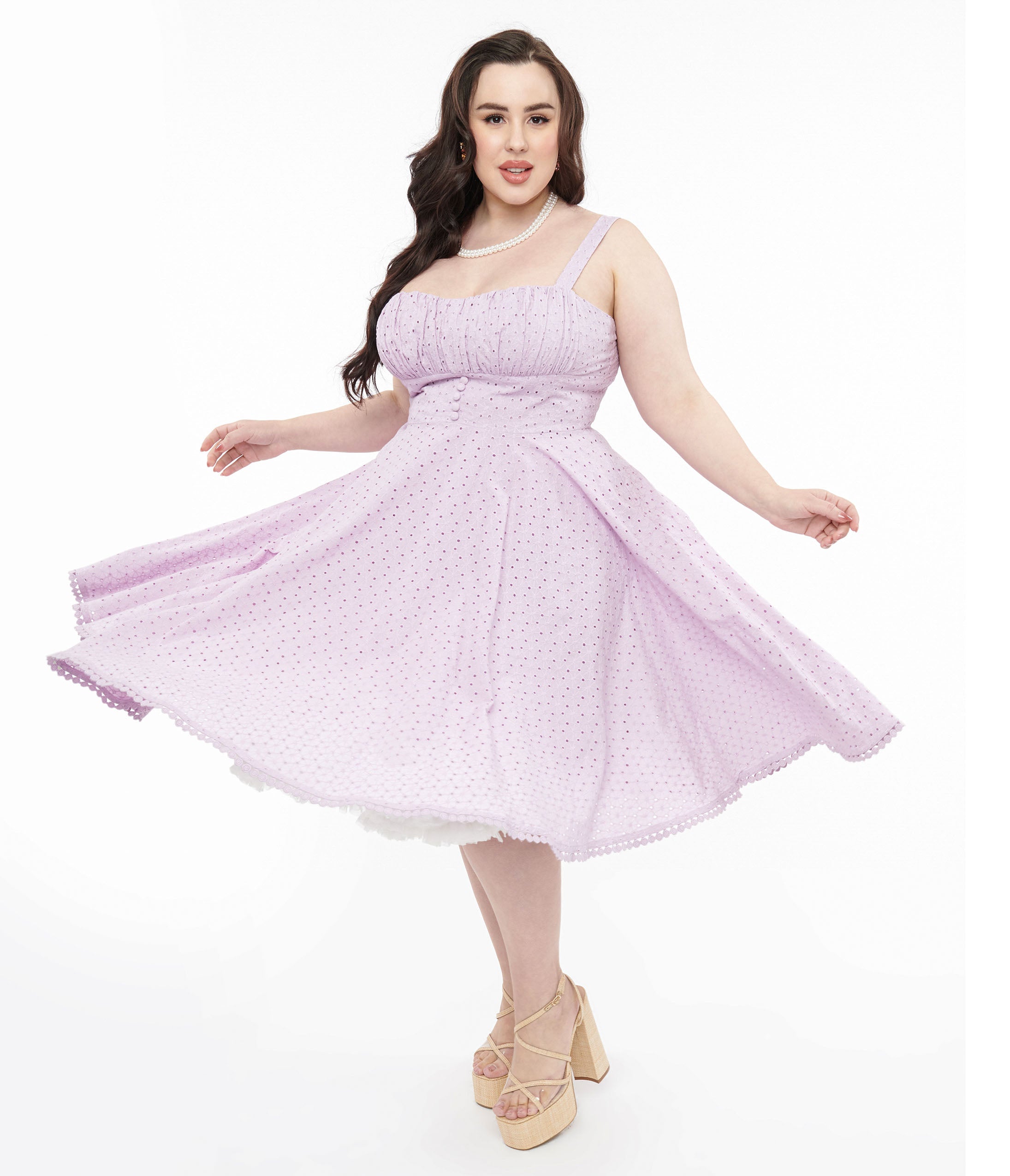 

Plus Size Lavender Cotton Eyelet Valerie Swing Dress