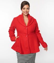 Plus Size Red Skirted Blazer