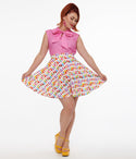 1950s Multicolor Ice Cream Print Skater Skirt