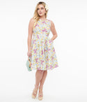 Flower(s) Vintage Swing-Skirt Cotton General Print Dress