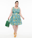 General Print Pocketed Cotton Skater Dress by Retrolicious