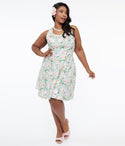 Cotton Pocketed Tropical Print Skater Dress by Retrolicious