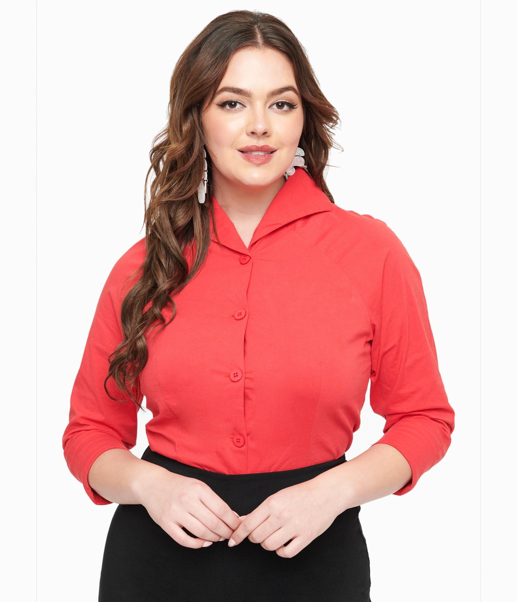 

Royal Monk 1950S Red Button Up Celia Blouse