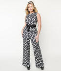 Knit Fitted Back Zipper Elasticized Tie Waist Waistline Cowl Neck Floral Print Jumpsuit With a Sash