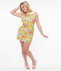 A-line Shift Sleeveless Floral Print Collared Above the Knee Cotton Dress