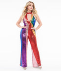 1960s Rainbow Sequin Glamour Goddess Jumpsuit