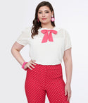Plus & Pink Collared Bow Blouse