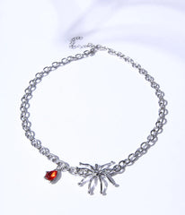 Silver Spider Pendant Necklace