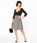 1950s Black & Gingham Suspender Flare Skirt