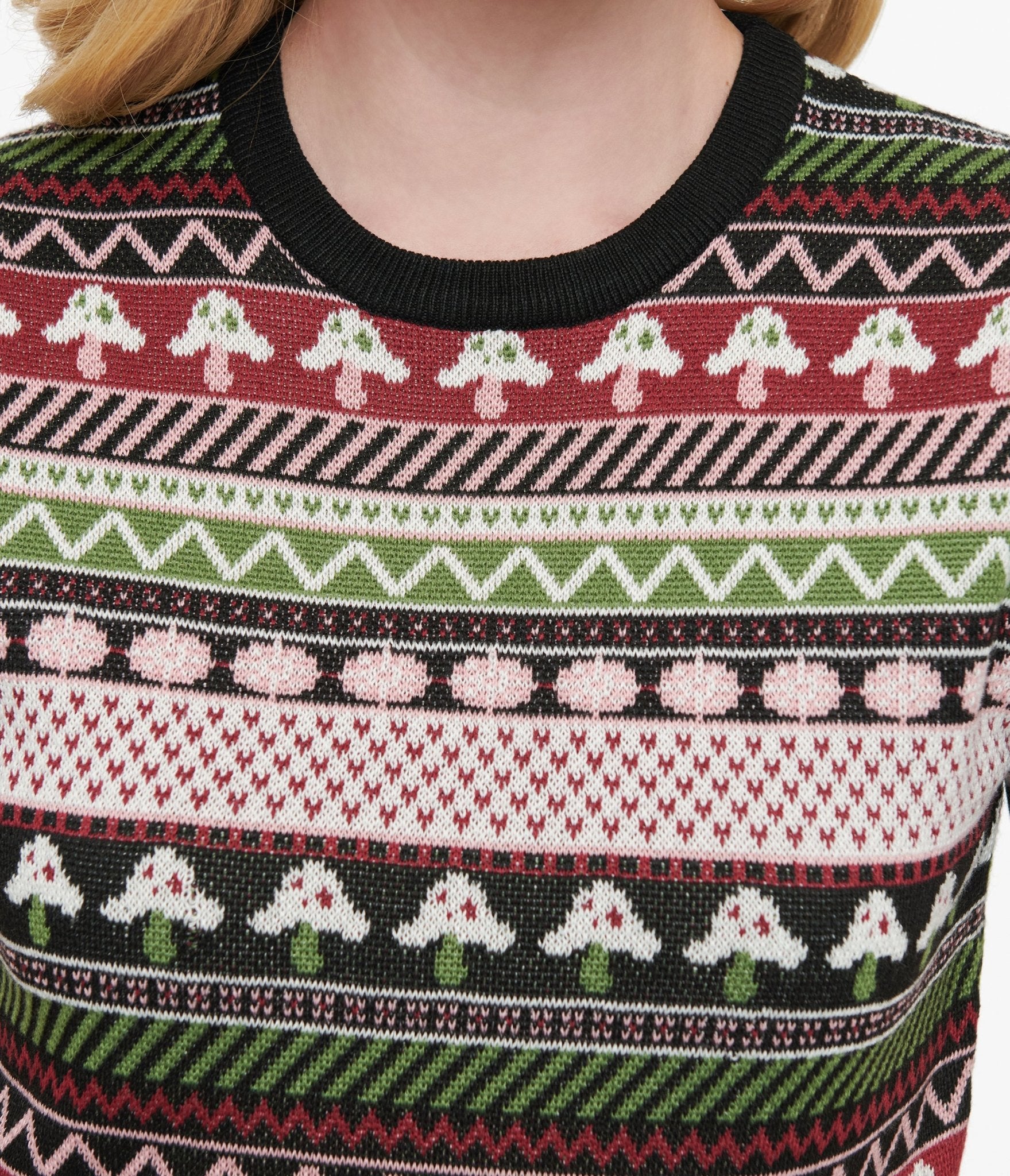 Unique Vintage 1950s Mushroom Jacquard Sweater(XS/S)