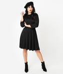 Modest 3/4 Sleeves Above the Knee Sweater Knit Vintage Banding Dress