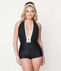 Black & Contrast Romper Swimsuit