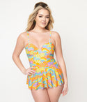 Happy Groovy Rainbows Skirted One Piece Swimsuit