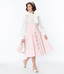 Pink & Gingham Button Suspender Swing Skirt