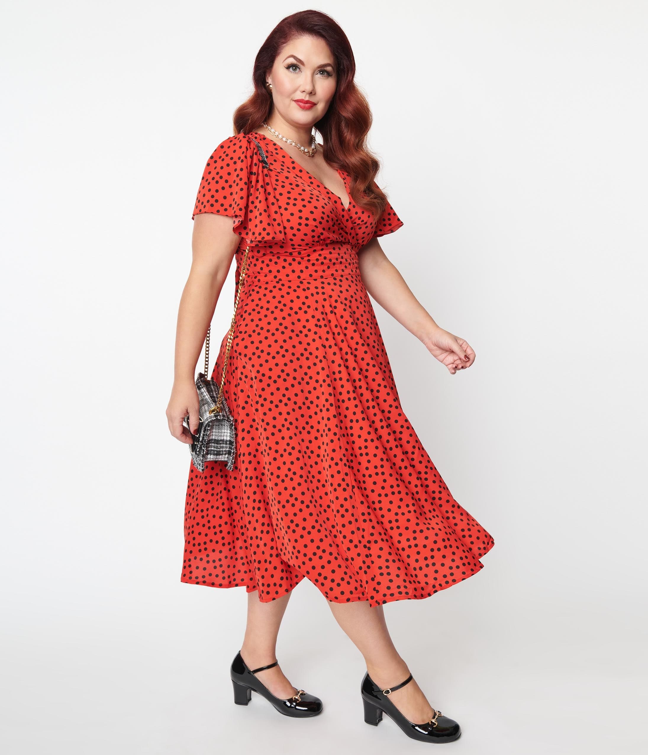 

Unique Vintage Plus Size 1940S Red & Black Polka Dot Swing Dress
