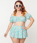 Plus 1940s Retro Hearts Off The Shoulder Swim Top