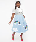 Plus 1950s & Rainbow Sequin Soda Shop Swing Skirt