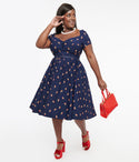 Plus Size Short Sleeves Sleeves Off the Shoulder Sweetheart Pleated Swing-Skirt Dress