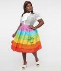 Plus 1950s Rainbow Stripe Gellar Swing Skirt