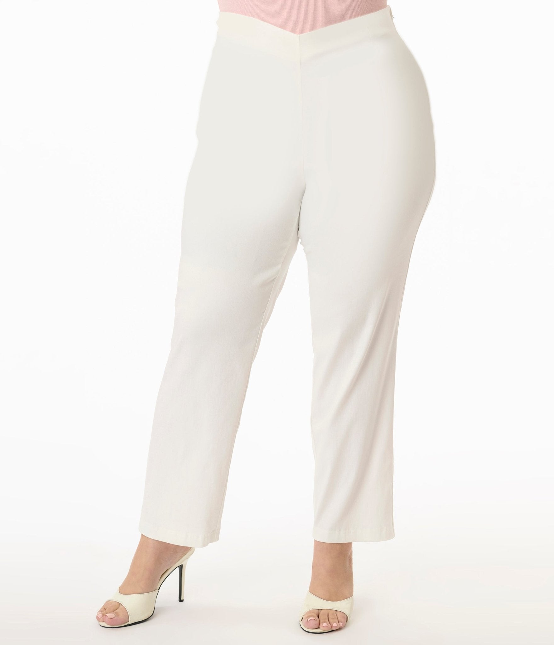 Unique Vintage Plus Size 1960s White Cigarette Pants(1X/16)