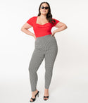 Plus Houndstooth Rizzo Cigarette Pants