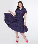 Plus Size Swing-Skirt Polka Dots Print Dress