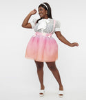 Plus Pastel Rainbow Ombre Tulle Suspender Mini Skirt