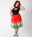 Plus Watermelon Ombre Button Up Elora Swing Skirt