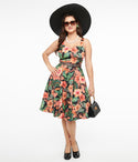 Animal Leopard Print Pocketed Belted Elasticized Waistline Sleeveless Sweetheart Dress